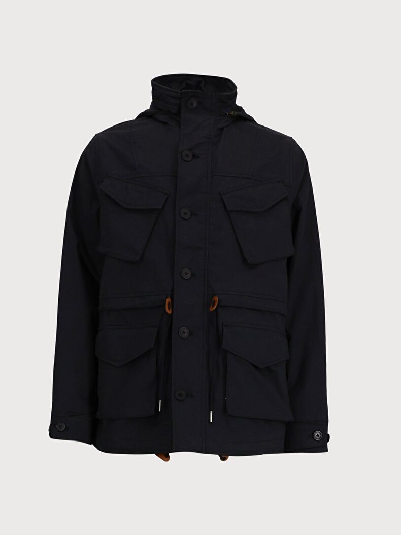 With Hood Puffer Navy Coat