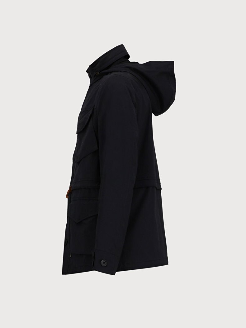 With Hood Puffer Navy Coat