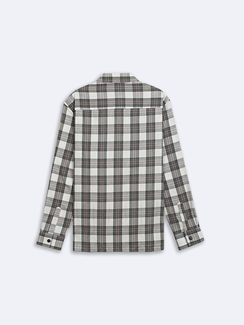 Karelı Relaxed Fit Yeşil Gömlek