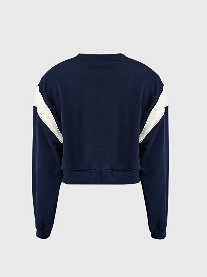 Yamalı Lacivert Sweatshırt
