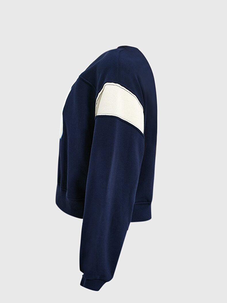 Yamalı Lacivert Sweatshırt