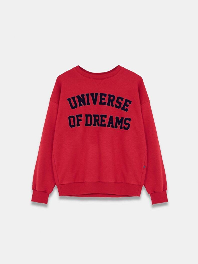 Print Relaxed Fi̇t Red Sweatshirt