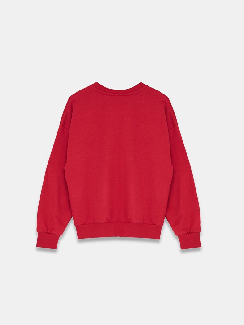 Print Relaxed Fi̇t Red Sweatshirt