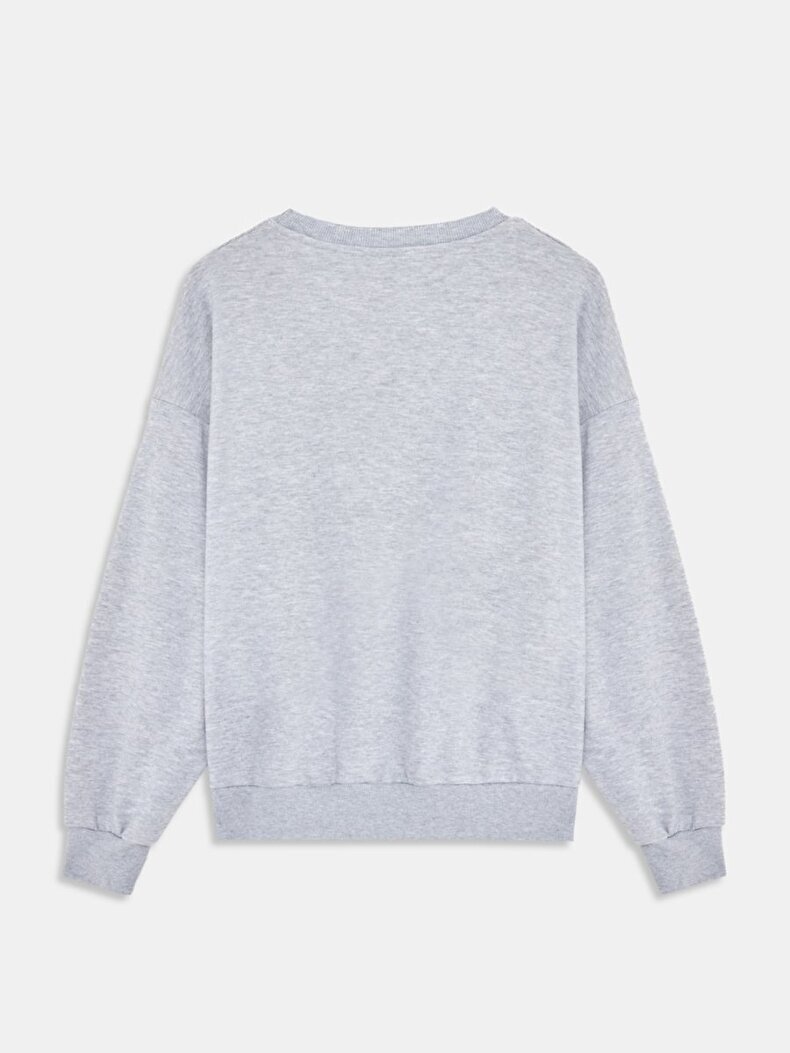 Sloganlı Relaxed Fit Gri Sweatshırt