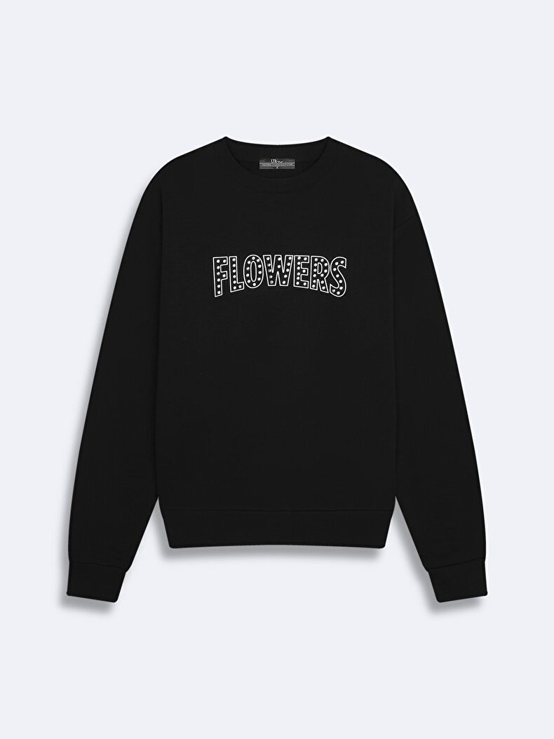 Metal Appligue With Print Black Sweatshirt