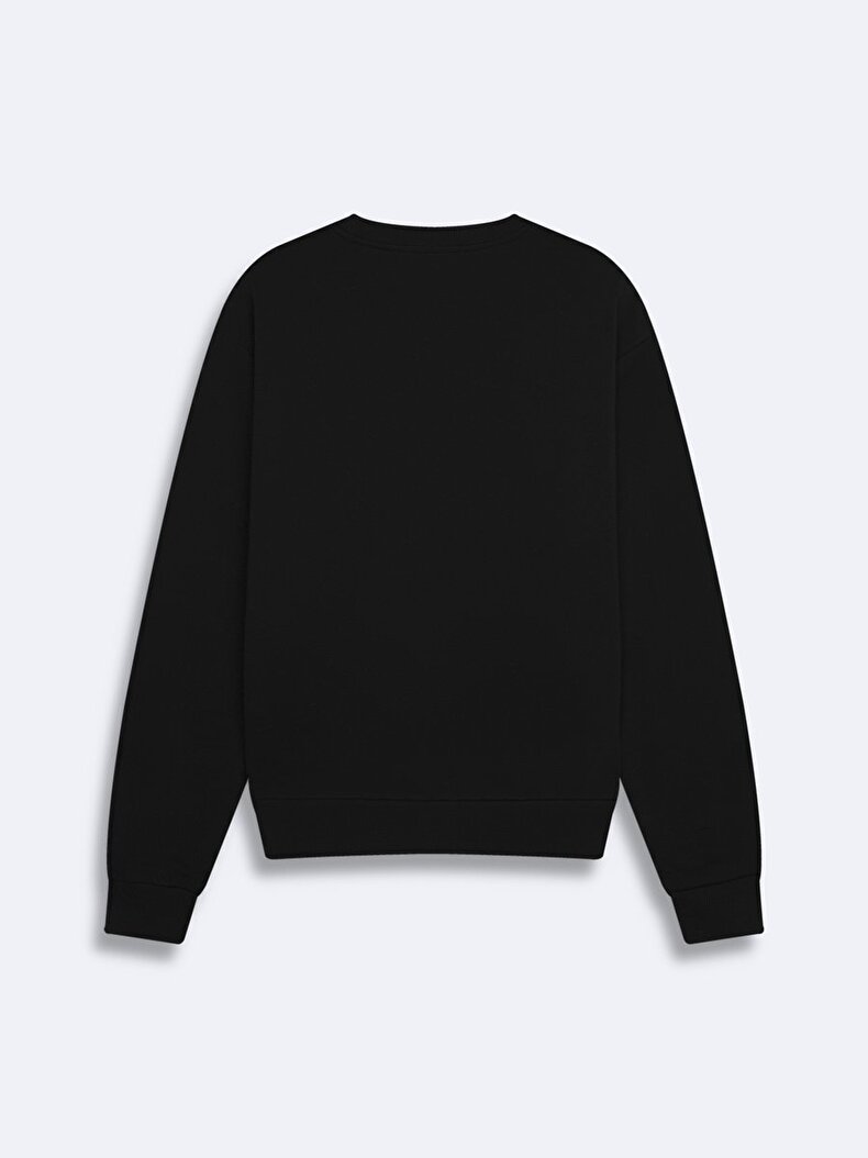 Metal Appligue With Print Black Sweatshirt
