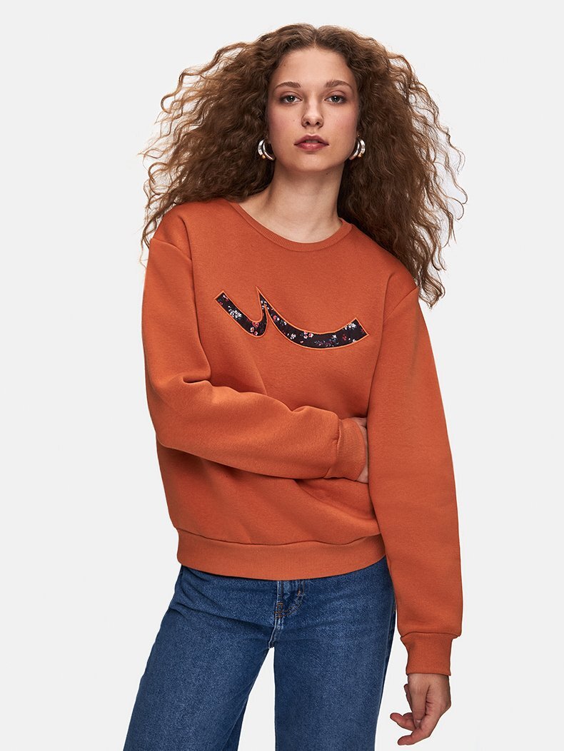 Sıgn Baskılı Turuncu Sweatshırt
