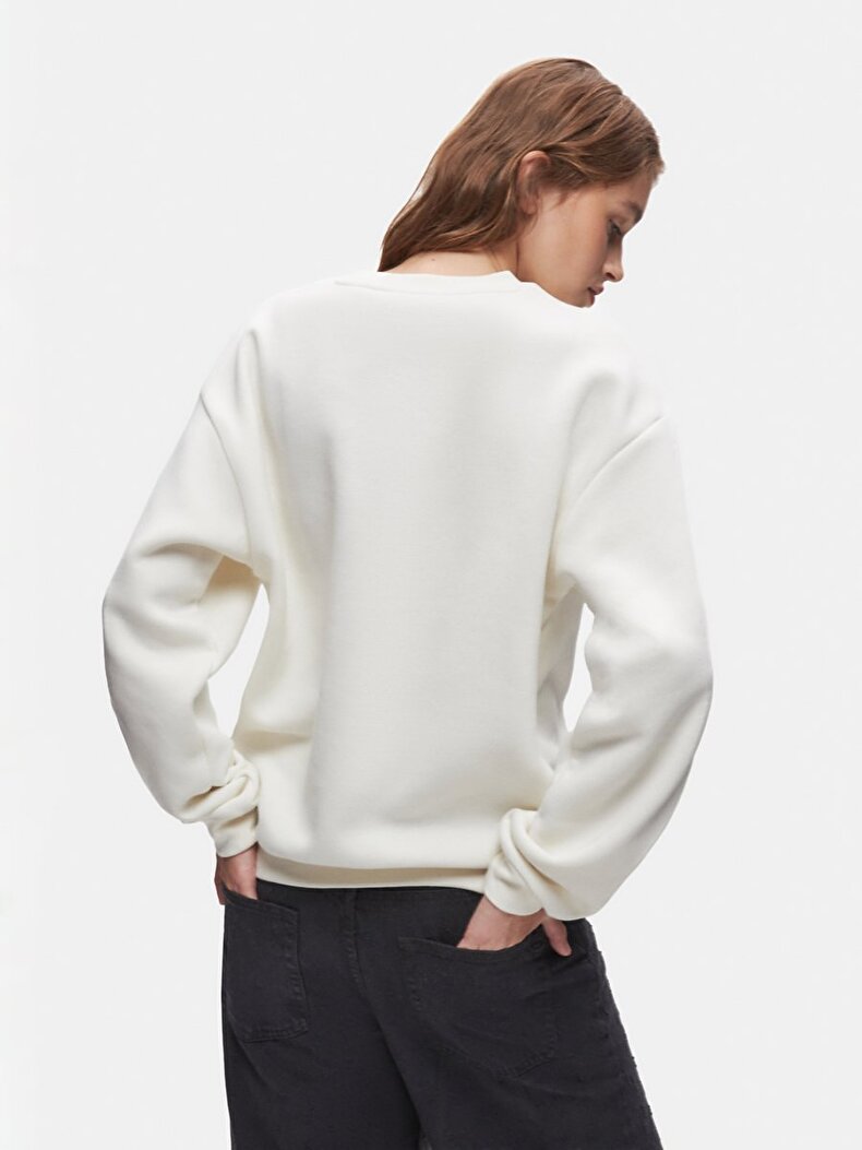 Print Crew Neck Long Sleeve Basic Lilac Sweatshirt