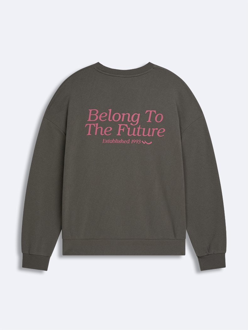 Print Crew Neck Long Sleeve Relaxed Fit Grey Sweatshirt