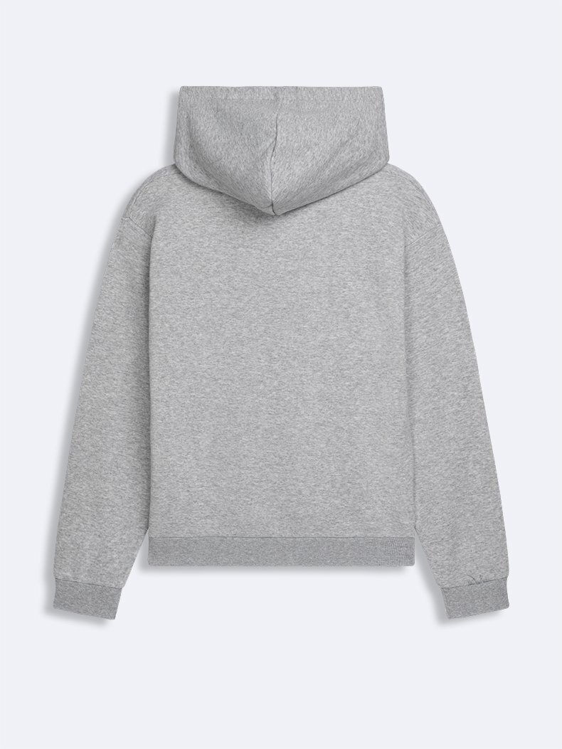 Baskılı Kapüşonlu Fermuarsız Regular Fit Gri Sweatshırt