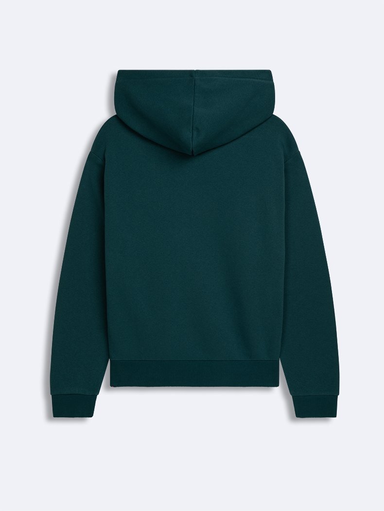 Baskılı Kapüşonlu Fermuarsız Regular Fit Yeşil Sweatshırt