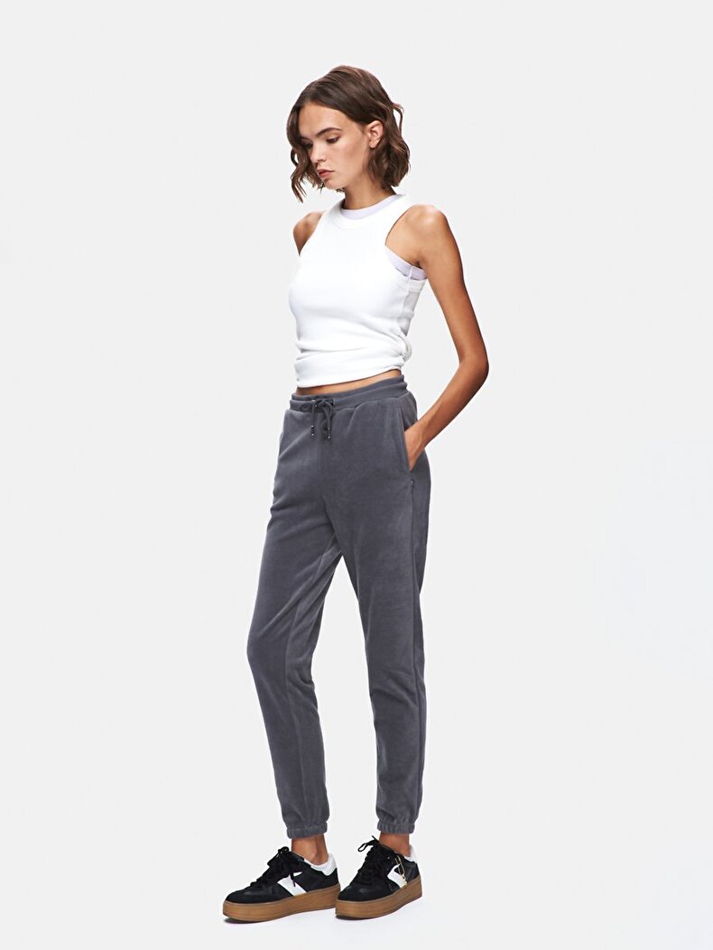 Düz Jogger Regular Fit Gri Eşofman