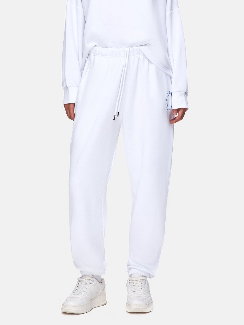 Sloganlı Jogger Relaxed Fit Beyaz Eşofman