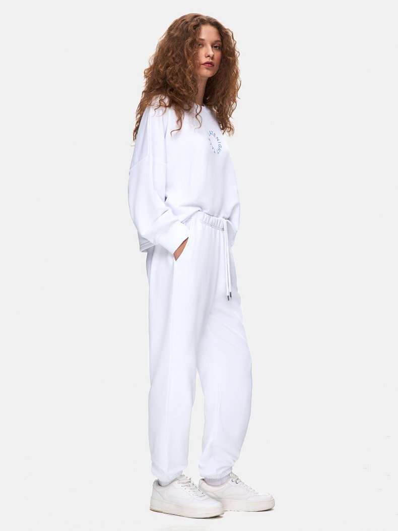 Sloganlı Jogger Relaxed Fit Beyaz Eşofman