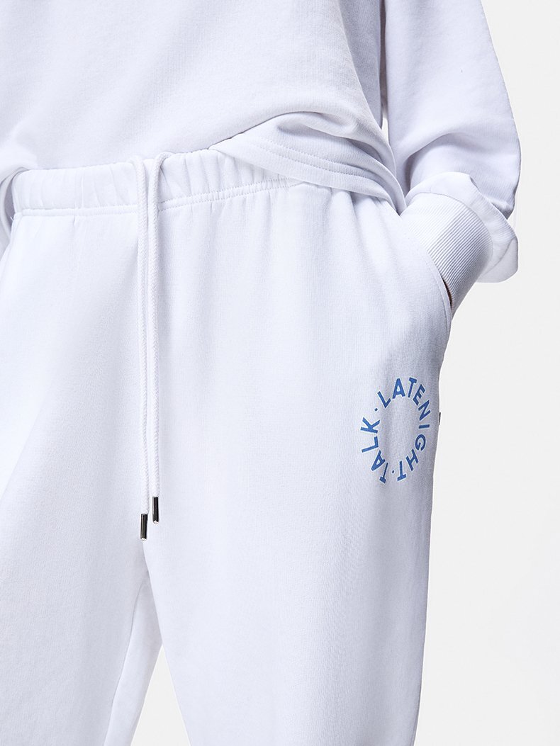Sloganlı Jogger Relaxed Fit Beyaz Eşofman