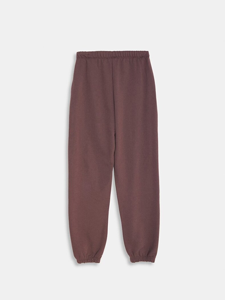 Sloganlı Jogger Relaxed Fit Kahve Rengi Eşofman