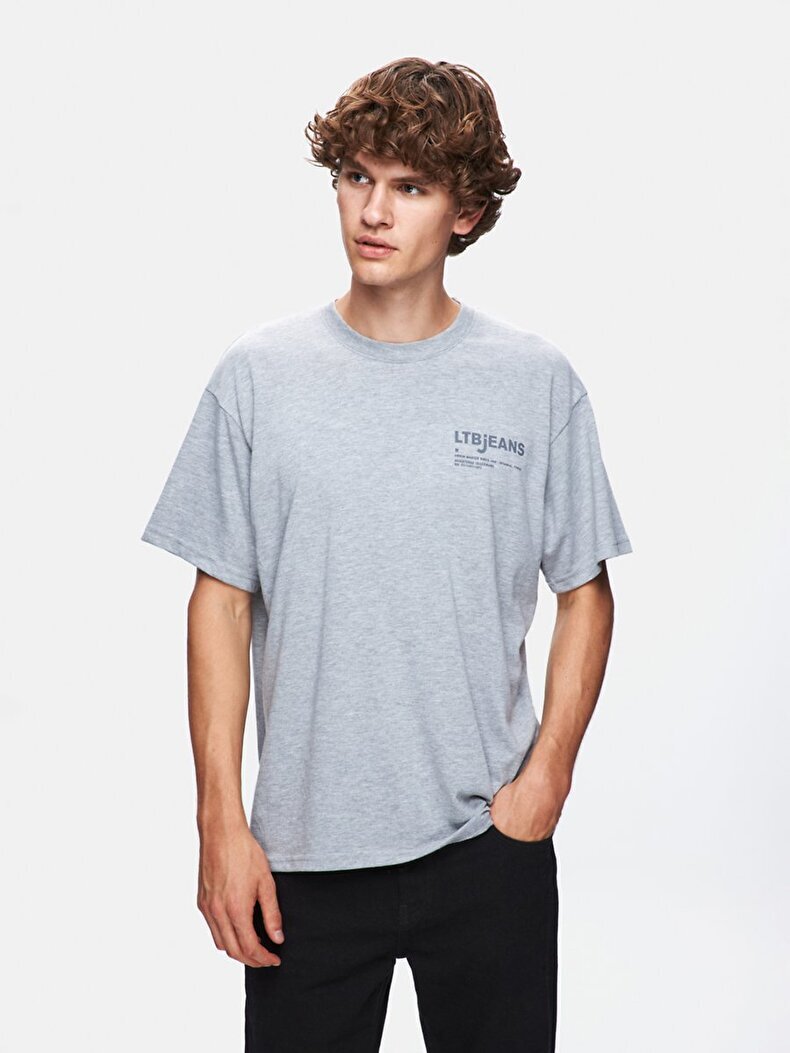 Crew Neck Short Arm Relaxed Grey T-shirt
