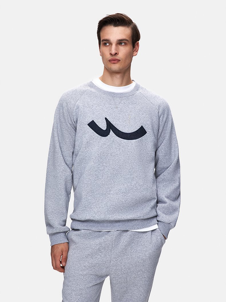 Sıgnlı Sıfır Yaka Uzun Kollu Regular Fit Gri Sweatshırt
