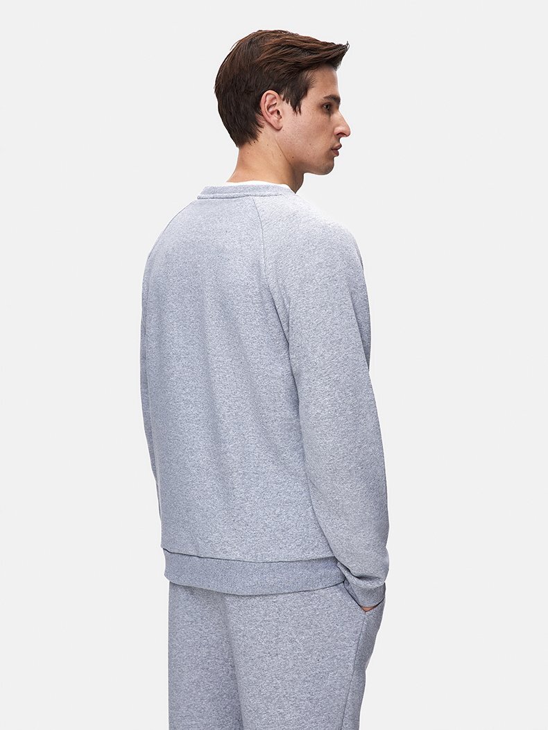 Sıgnlı Sıfır Yaka Uzun Kollu Regular Fit Gri Sweatshırt