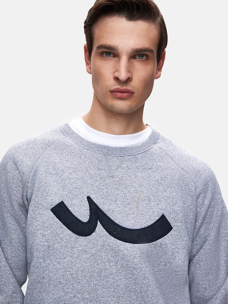 Sıgnlı Sıfır Yaka Uzun Kollu Regular Fit Gri Sweatshırt