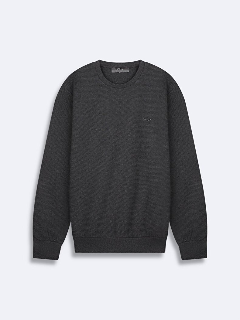 Straight Crew Neck Long Sleeve Regular Fit Anthracite Sweatshirt