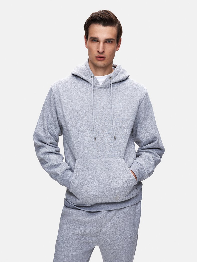 Sırtı Slogan Baskılı Kapüşonlu Gri Sweatshırt