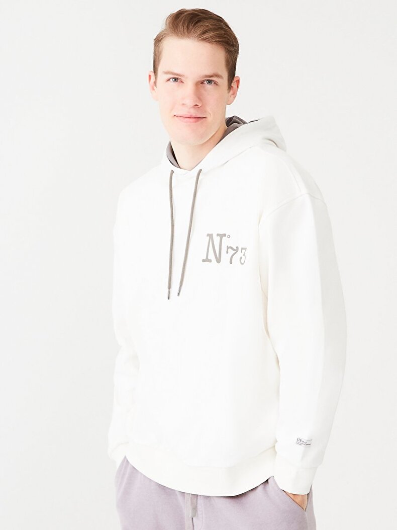 Surface With Print With Hood White Sweatshirt Sweatshirt MEN LTB