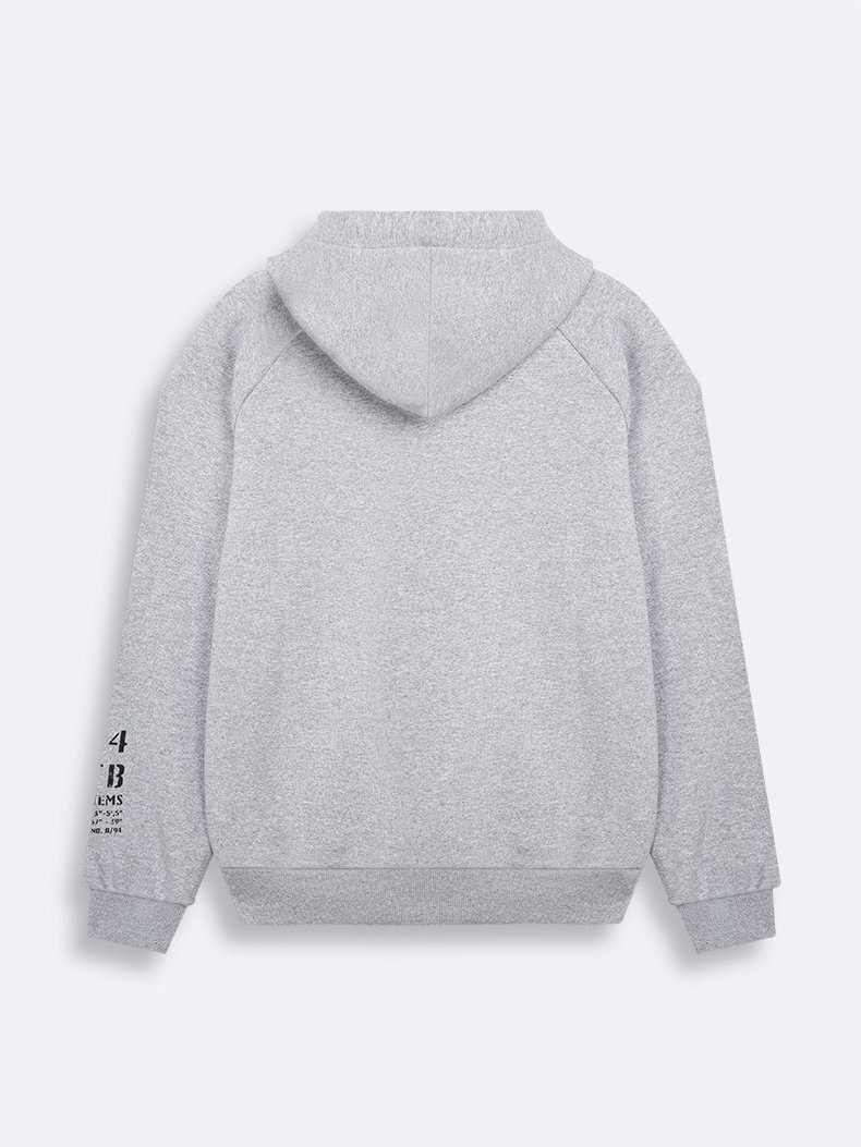 Kolu Baskılı Kapüşonlu Gri Sweatshırt