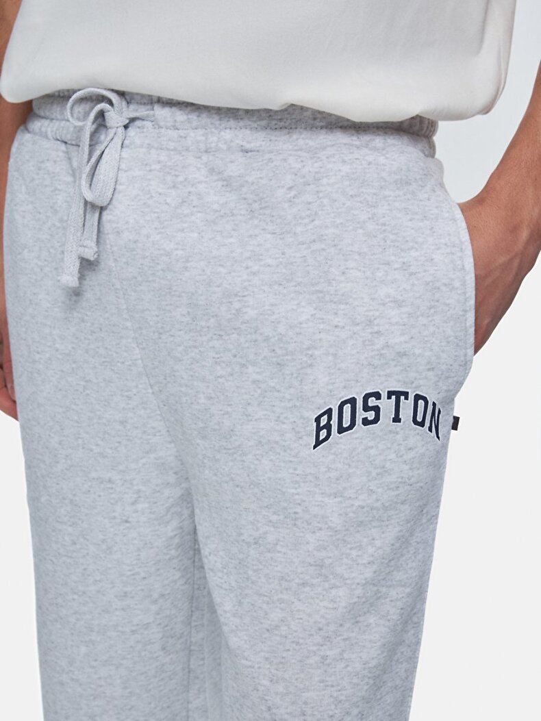 Boston Baskılı Jogger Gri Eşofman