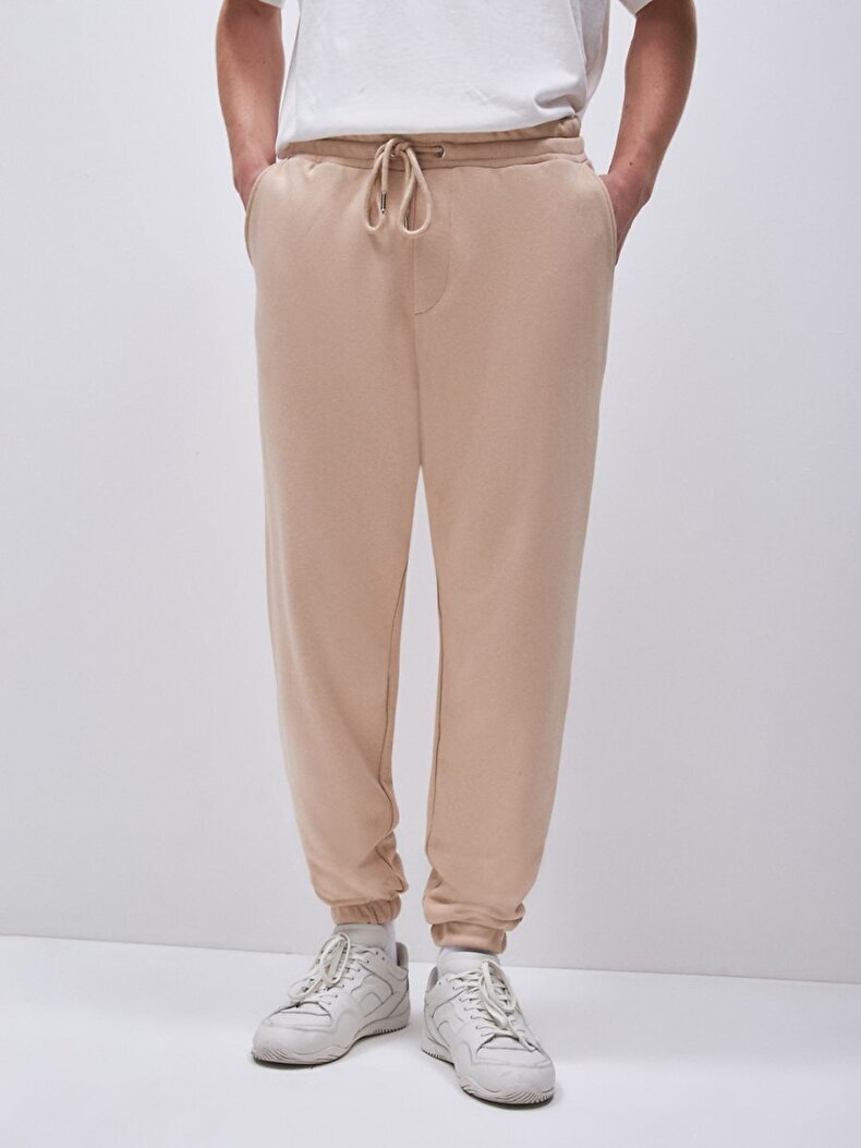 Düz Jogger Bej Eşofman