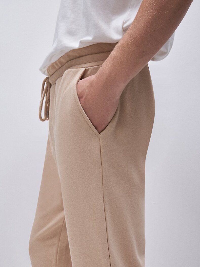 Düz Jogger Bej Eşofman