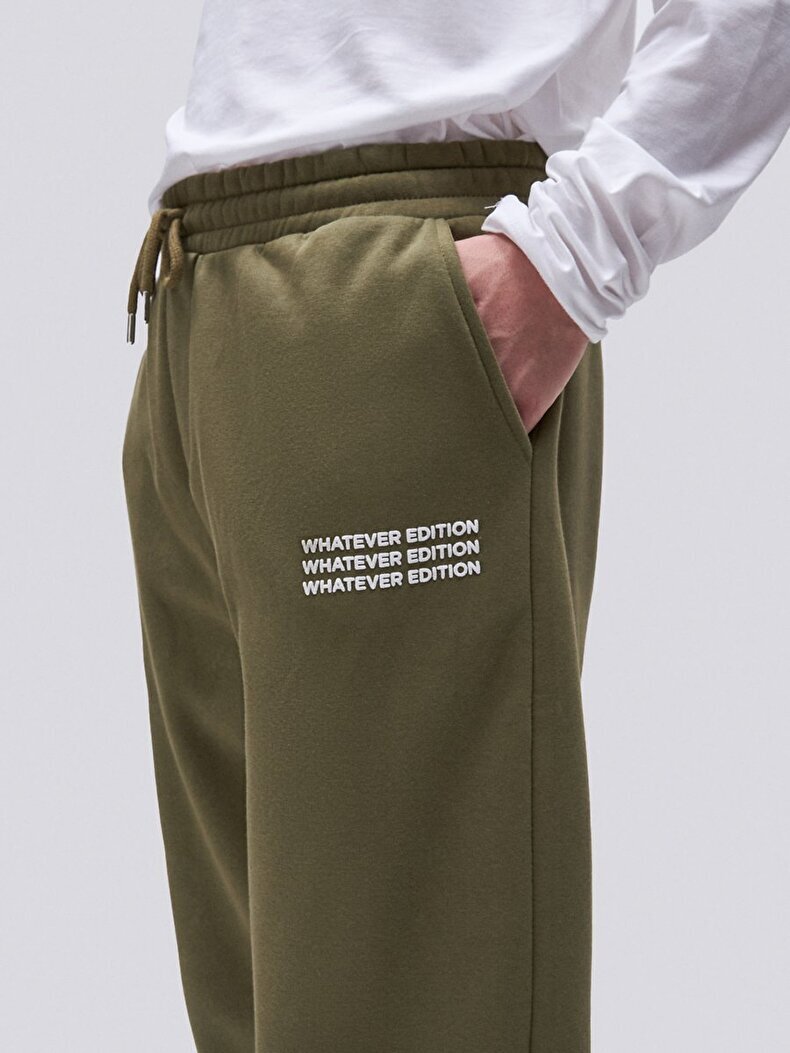 Sloganlı Jogger Yeşil Eşofman