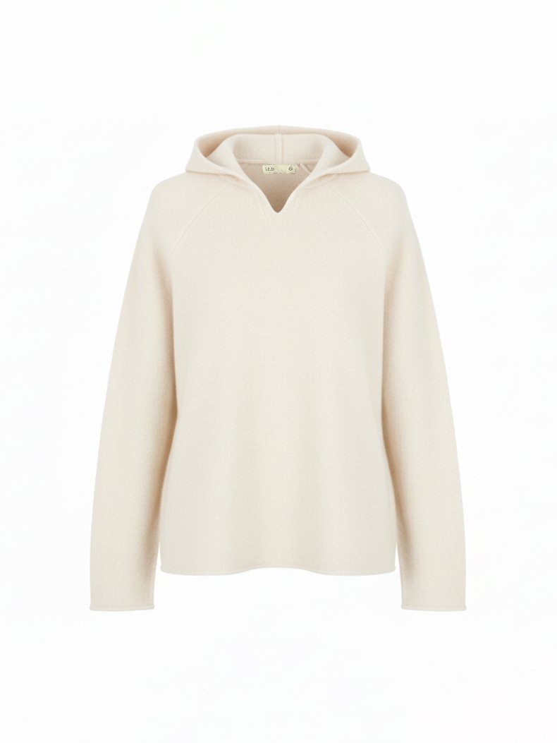 Long Sleeve With Hood Knitwear White Pullover