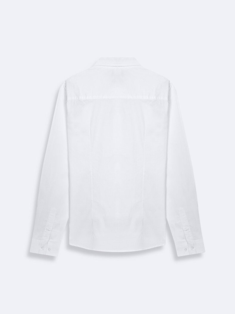 Long Sleeve Front Buttoned Basic White Shirt Long Sleeve Front Buttoned Basic White Shirt