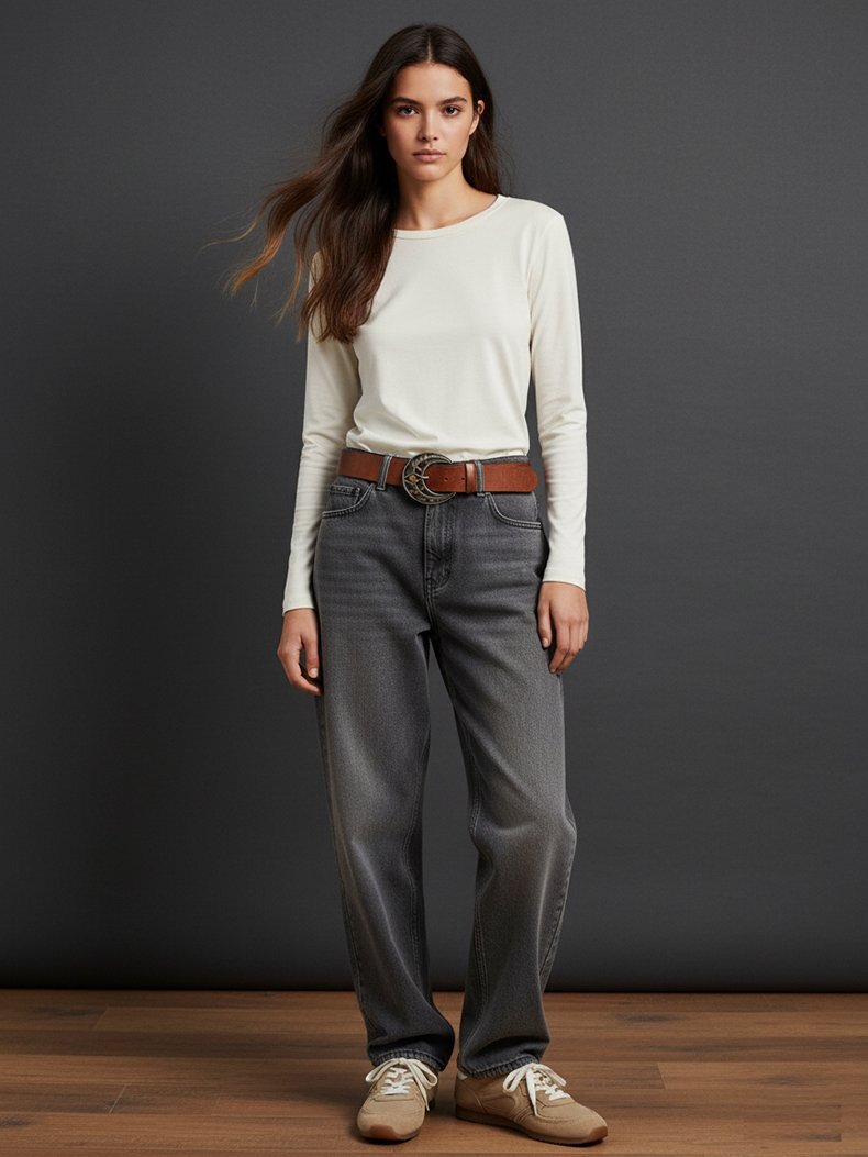 Long Sleeve Crew Neck Basic White Sweatshirt