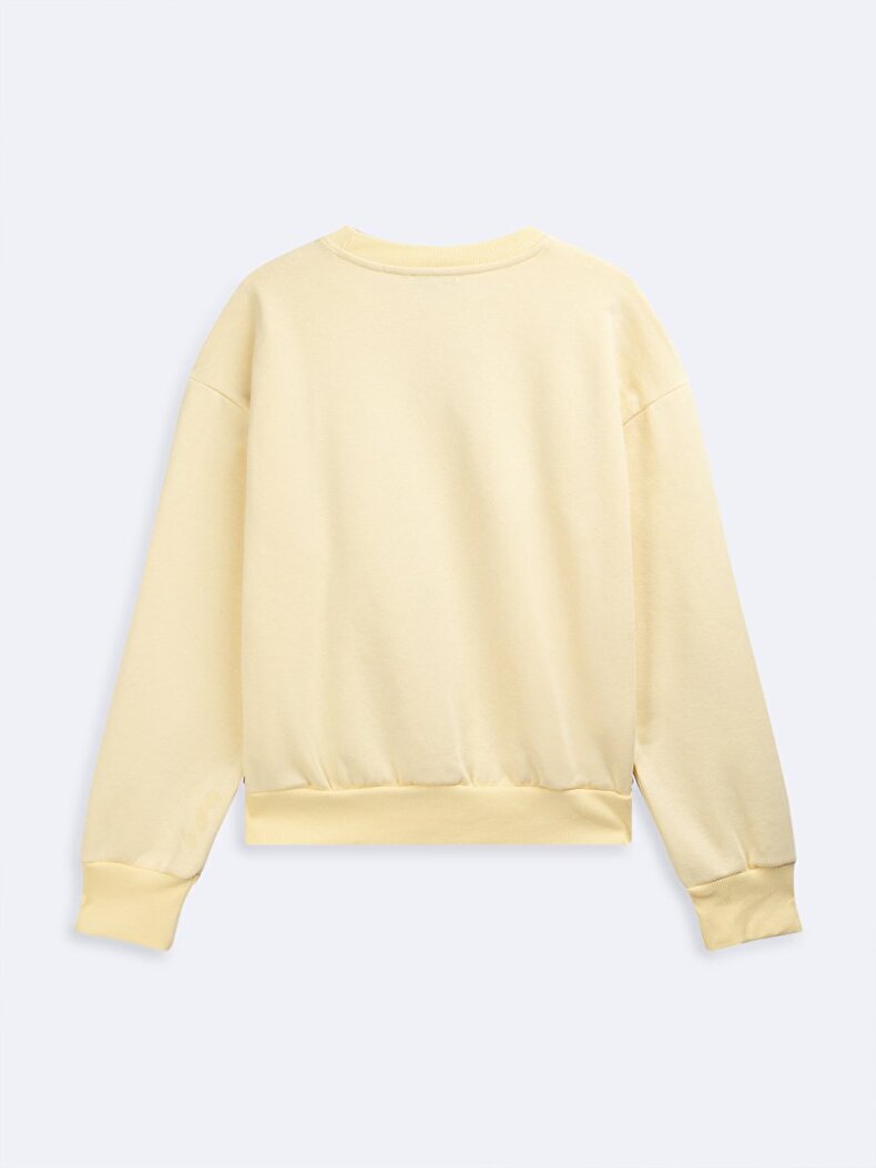 Uzun Kollu Sıfır Yaka Slogan Baskılı Krem Sweatshırt Uzun Kollu Sıfır Yaka Slogan Baskılı Krem Sweatshırt