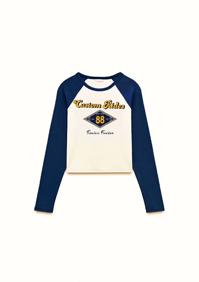 Long Sleeve Crew Neck Print With Print Crop Dust Sweatshirt