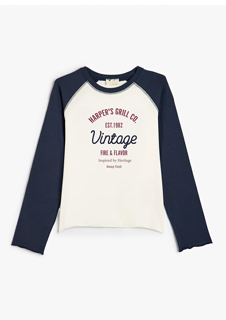Long Sleeve Crew Neck Print With Print Crop Dust Sweatshirt