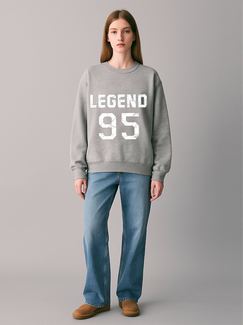 Long Sleeve Crew Neck Print With Print Grey Sweatshirt