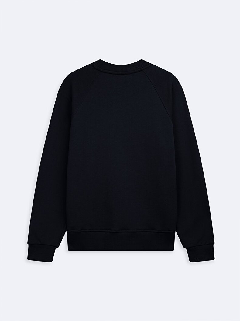 Long Sleeve Crew Neck Basic Navy Sweatshirt