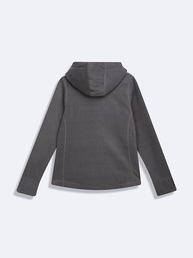 Fermuarlı Regular Kapüşonlu Polar Düz Fit Gri Sweatshırt