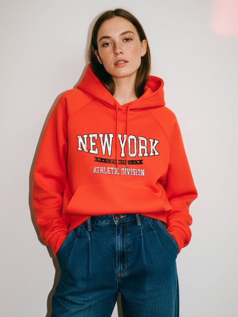 Long Sleeve Print With Print With Hood Red Sweatshirt