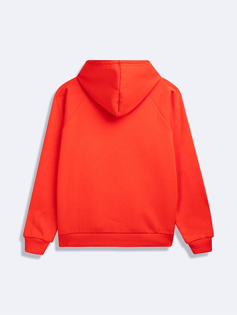 Long Sleeve Print With Print With Hood Red Sweatshirt