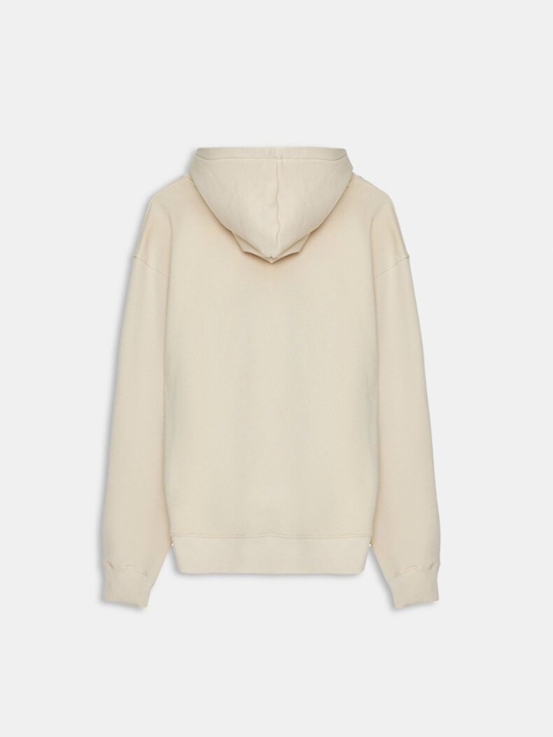 Uzun Kollu Kapüşonlu Slogan Baskılı Bej Sweatshırt Uzun Kollu Kapüşonlu Slogan Baskılı Bej Sweatshırt