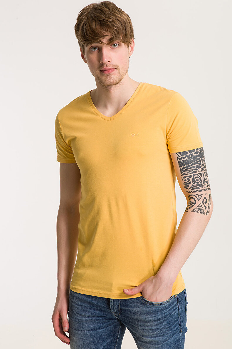 V-neck Yellow T-shirt