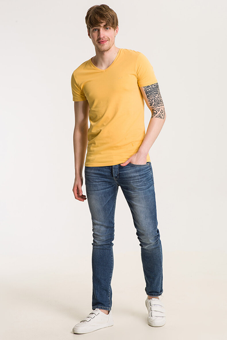 V-neck Yellow T-shirt