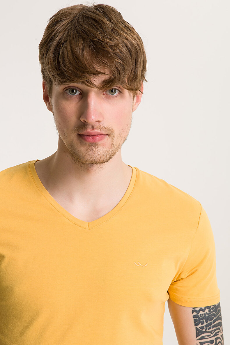 V-neck Yellow T-shirt