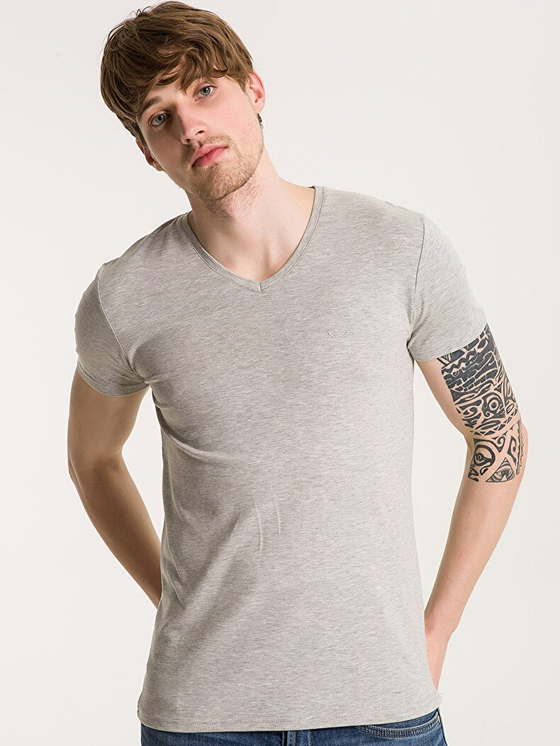 V-neck Grey T-shirt