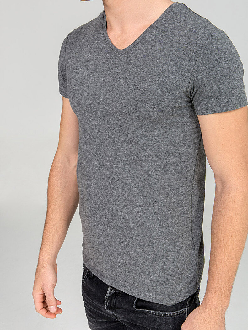V-neck Anthracite T-shirt