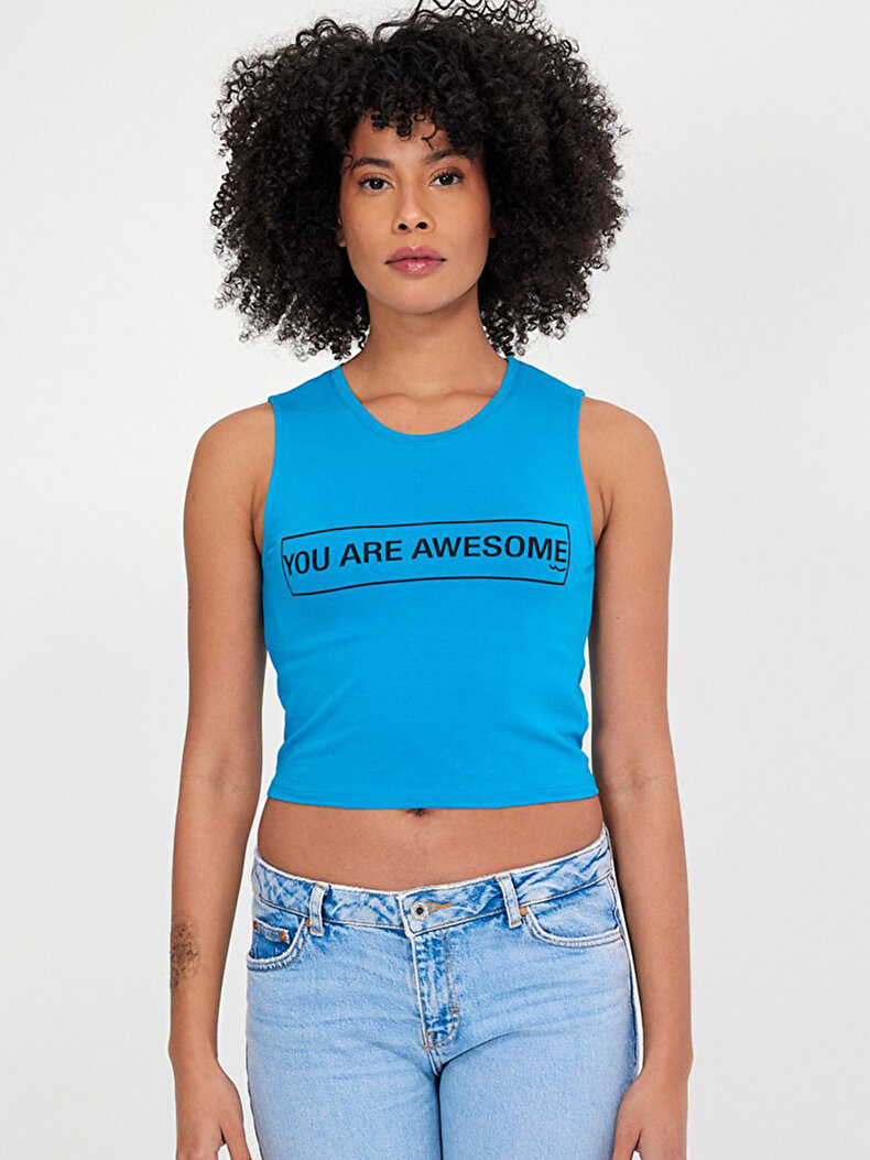 Print Blue Unterhemd